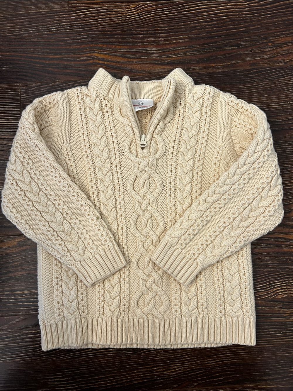 HANNA ANDERSSON Cable Knit Sweater Cream Size 5 (110) Unisex Fisherman Celtic